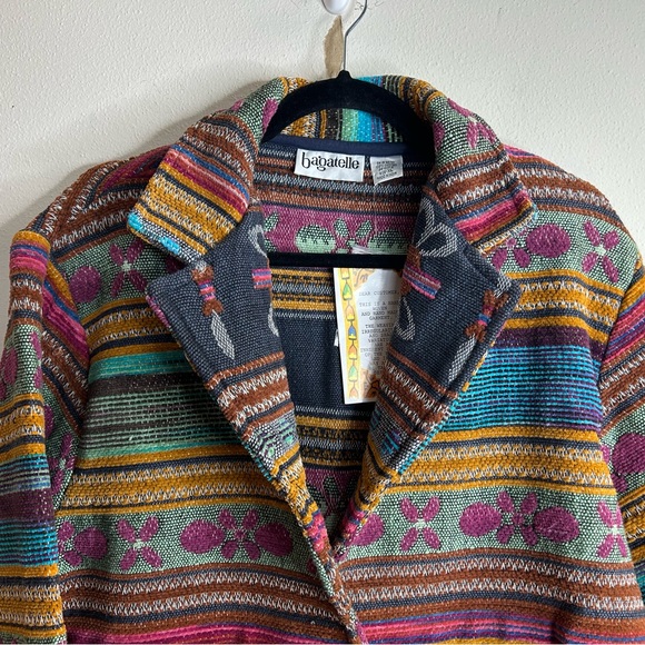 Bagatelle XL NWT Multicolor Striped Tapestry Women's Jacket Boho Southwestern - Picture 7 of 14